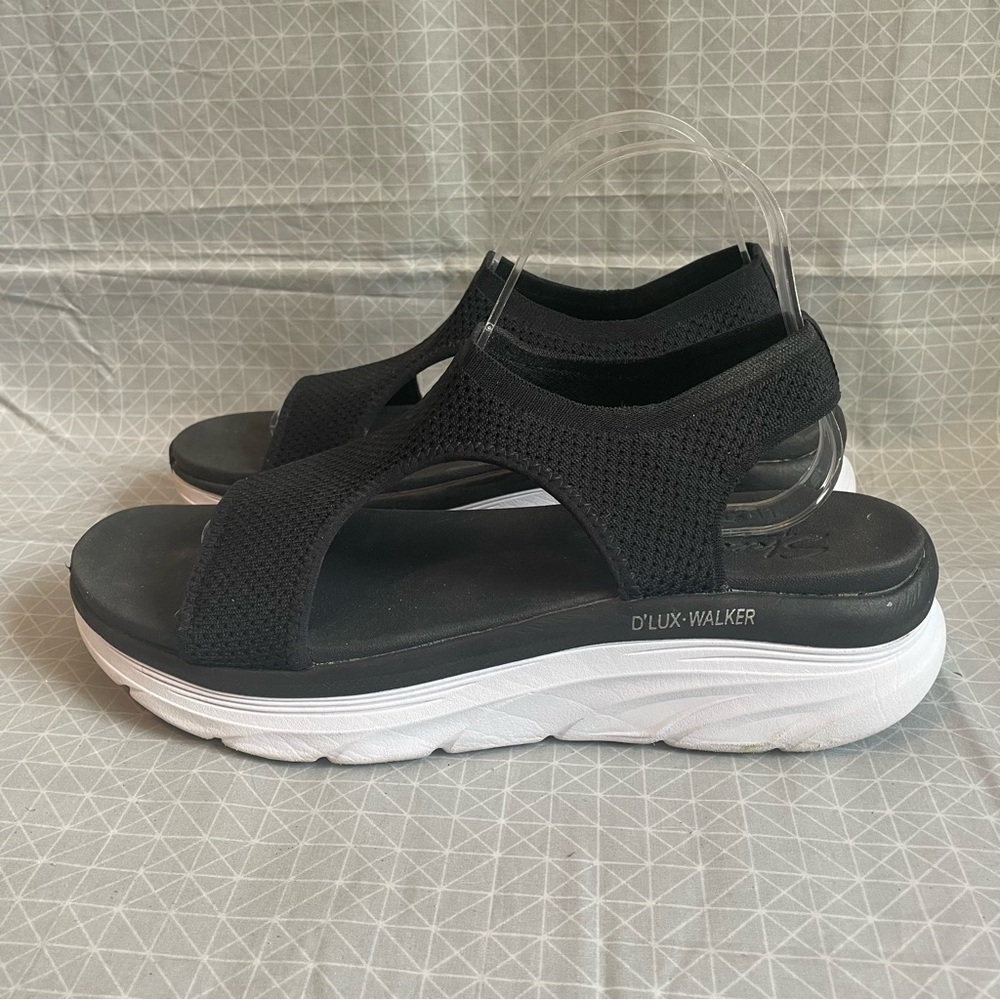 Skechers Relaxed Fit Luxe Foam Black Stretch Sandals 11 - Picture 3 of 7